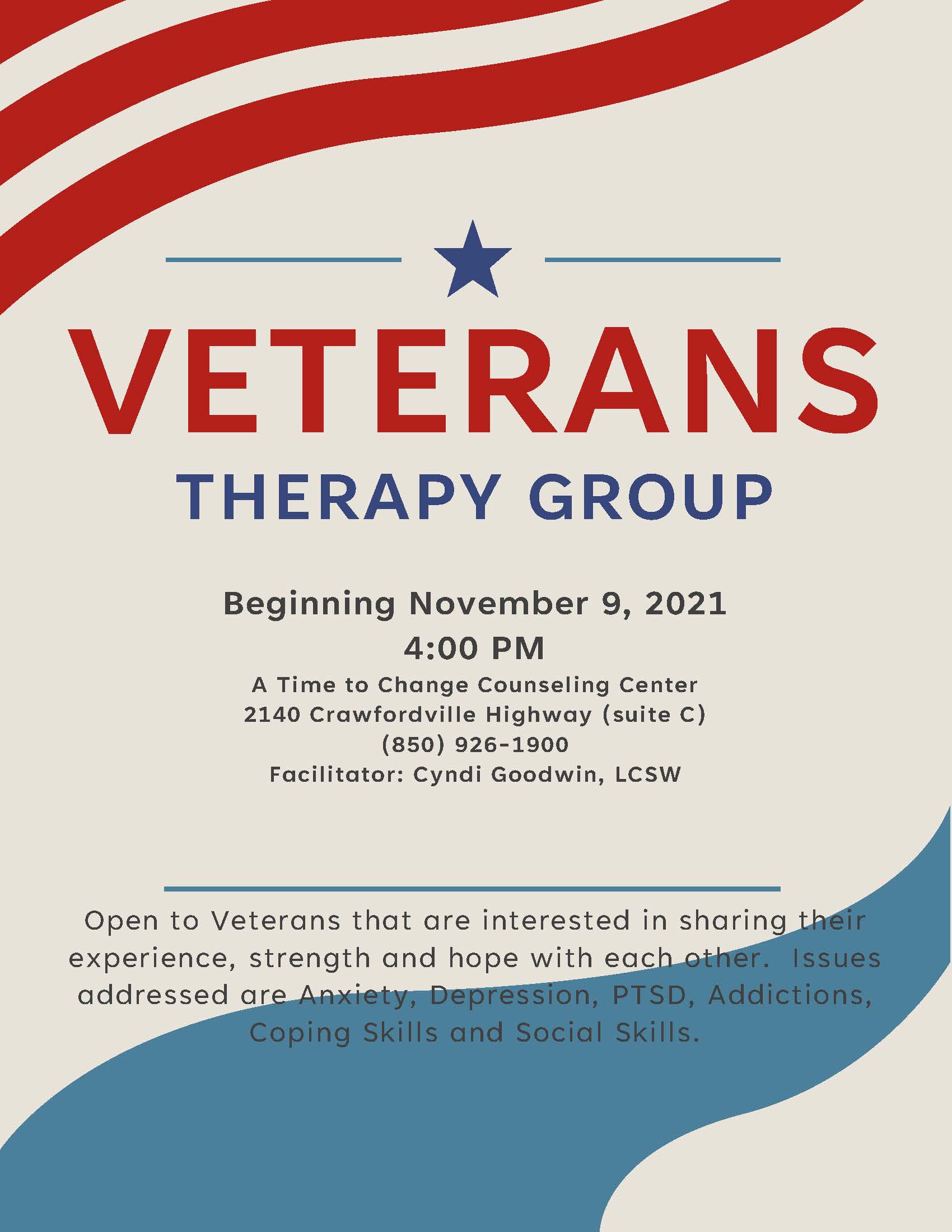 Veterans Therapy Group.A Time to Change Counseling Center